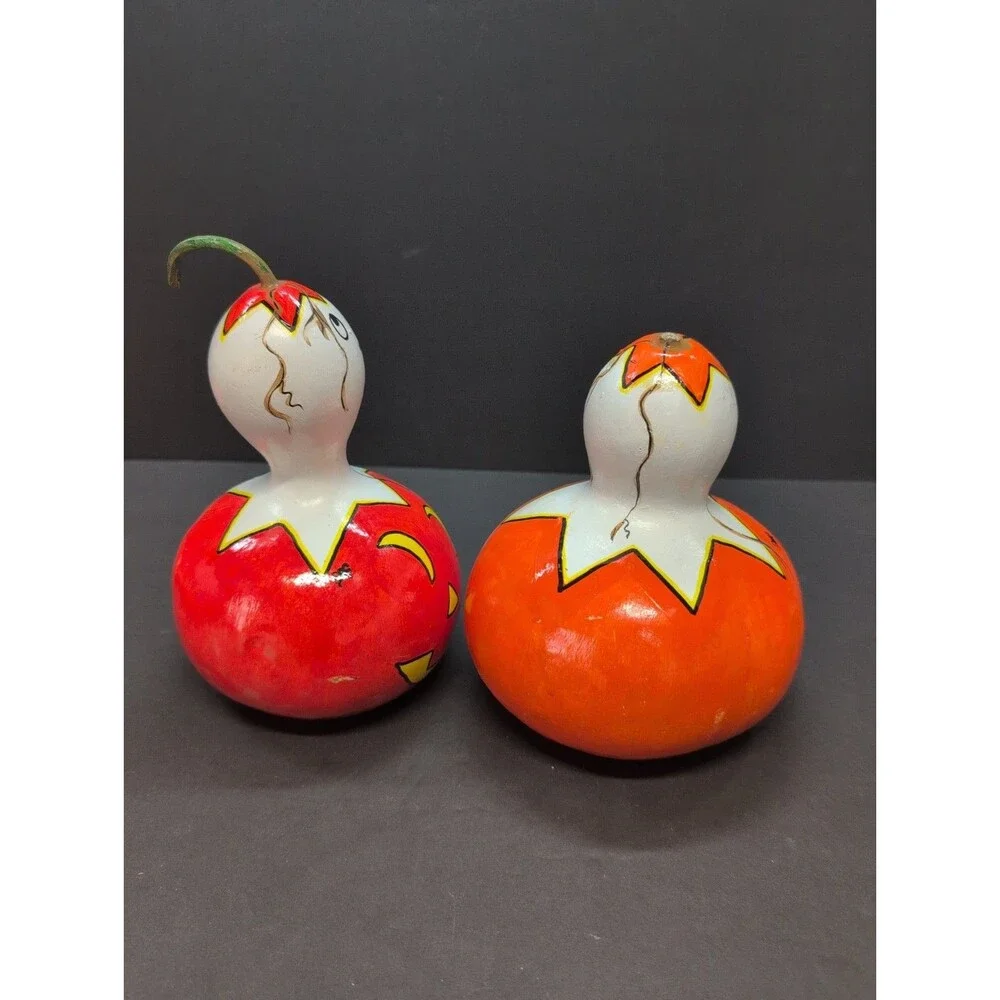 Set Of 2 Halloween Ghost/Candy Corn Handpainted Gourd/Fall